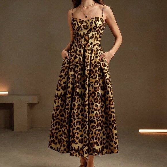 Multicolor Elegant Women's Leopard Print Dress - Picture 1 of 7